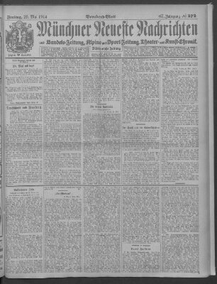 Münchner neueste Nachrichten Freitag 29. Mai 1914