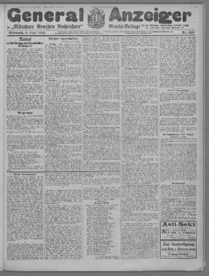 Münchner neueste Nachrichten Mittwoch 12. August 1914