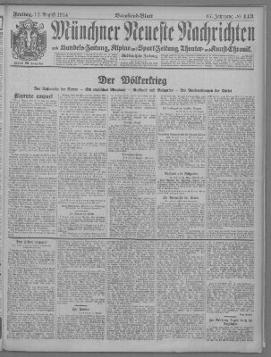Münchner neueste Nachrichten Freitag 14. August 1914