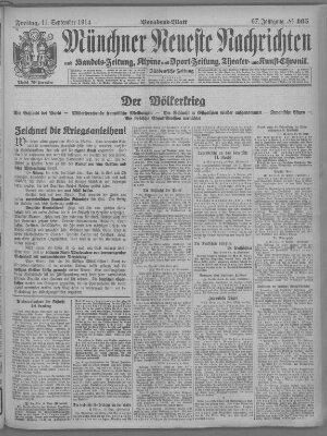 Münchner neueste Nachrichten Freitag 11. September 1914