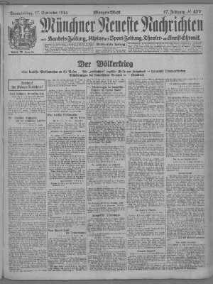 Münchner neueste Nachrichten Donnerstag 17. September 1914