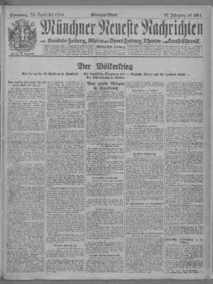 Münchner neueste Nachrichten Samstag 26. September 1914
