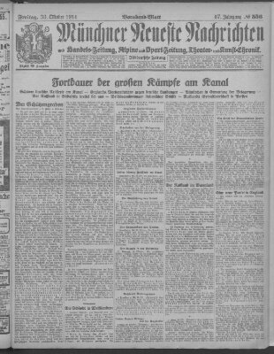 Münchner neueste Nachrichten Freitag 30. Oktober 1914