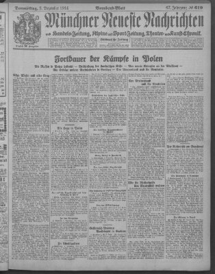Münchner neueste Nachrichten Donnerstag 3. Dezember 1914