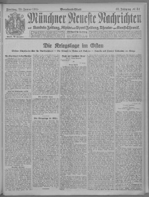 Münchner neueste Nachrichten Freitag 29. Januar 1915