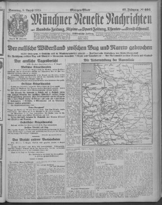 Münchner neueste Nachrichten Sonntag 8. August 1915