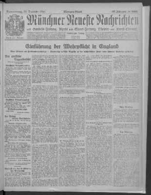 Münchner neueste Nachrichten Donnerstag 30. Dezember 1915