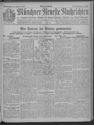 Münchner neueste Nachrichten Mittwoch 12. Januar 1916