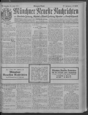 Münchner neueste Nachrichten Mittwoch 24. Juni 1914