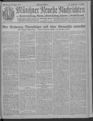 Münchner neueste Nachrichten Montag 29. Juni 1914