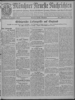 Münchner neueste Nachrichten Montag 4. September 1916