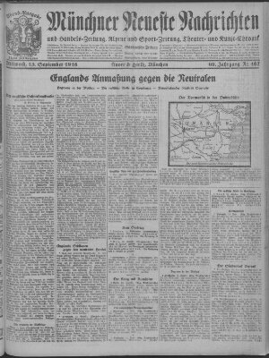 Münchner neueste Nachrichten Mittwoch 13. September 1916