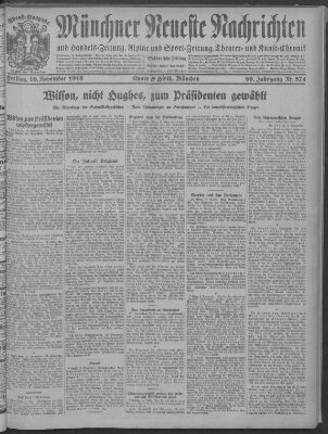 Münchner neueste Nachrichten Freitag 10. November 1916
