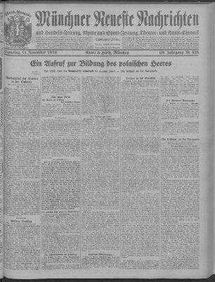 Münchner neueste Nachrichten Samstag 11. November 1916