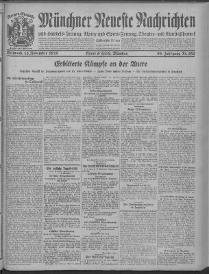 Münchner neueste Nachrichten Mittwoch 15. November 1916