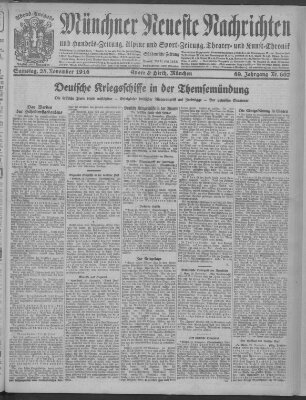 Münchner neueste Nachrichten Samstag 25. November 1916