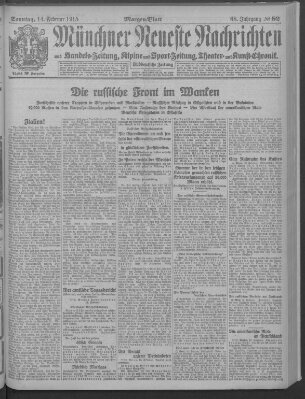 Münchner neueste Nachrichten Sonntag 14. Februar 1915