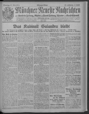 Münchner neueste Nachrichten Montag 17. Mai 1915