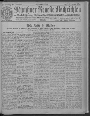 Münchner neueste Nachrichten Donnerstag 20. Mai 1915