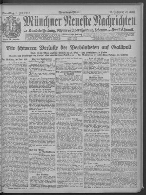 Münchner neueste Nachrichten Samstag 3. Juli 1915