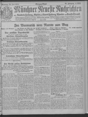 Münchner neueste Nachrichten Montag 26. Juli 1915