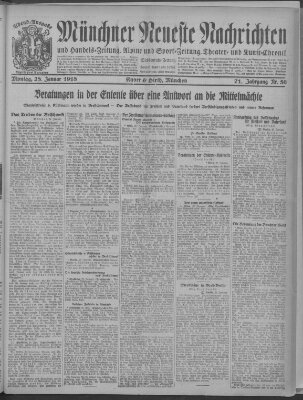 Münchner neueste Nachrichten Montag 28. Januar 1918