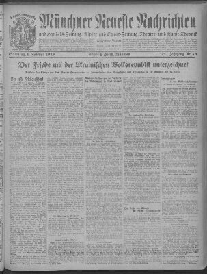 Münchner neueste Nachrichten Samstag 9. Februar 1918