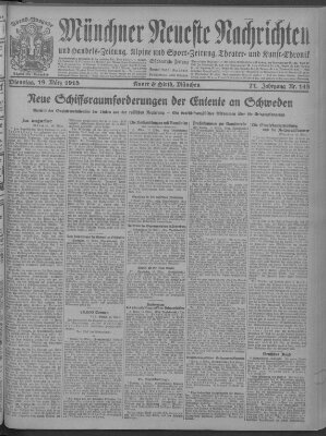 Münchner neueste Nachrichten Dienstag 19. März 1918