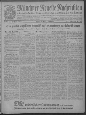 Münchner neueste Nachrichten Mittwoch 3. April 1918