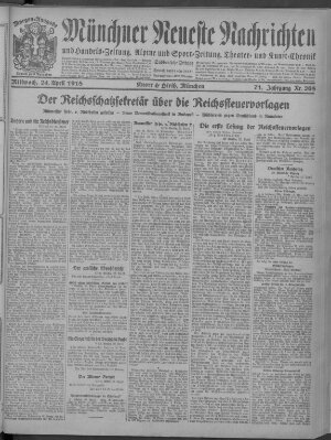 Münchner neueste Nachrichten Mittwoch 24. April 1918