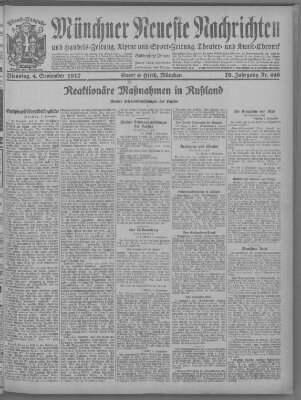 Münchner neueste Nachrichten Dienstag 4. September 1917