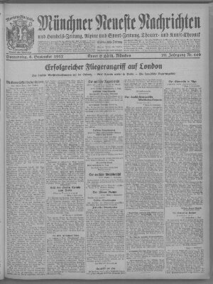 Münchner neueste Nachrichten Donnerstag 6. September 1917