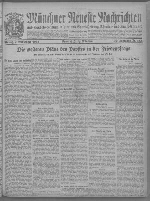 Münchner neueste Nachrichten Freitag 7. September 1917