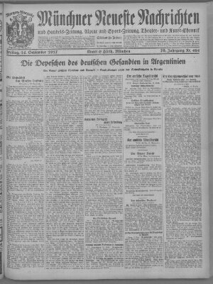 Münchner neueste Nachrichten Freitag 14. September 1917