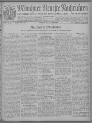 Münchner neueste Nachrichten Dienstag 18. September 1917