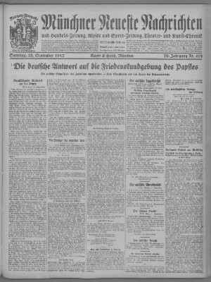 Münchner neueste Nachrichten Samstag 22. September 1917