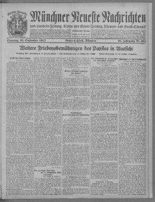 Münchner neueste Nachrichten Sonntag 30. September 1917