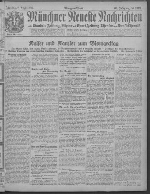 Münchner neueste Nachrichten Freitag 2. April 1915