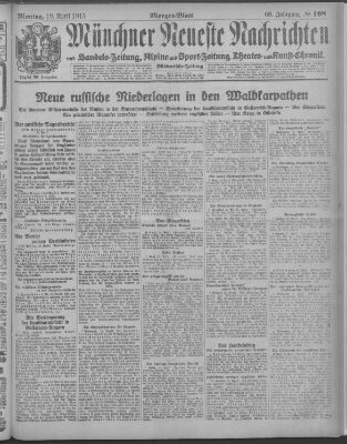 Münchner neueste Nachrichten Montag 19. April 1915