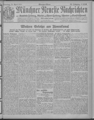 Münchner neueste Nachrichten Sonntag 25. April 1915
