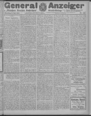 Münchner neueste Nachrichten Dienstag 27. April 1915