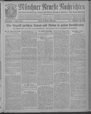 Münchner neueste Nachrichten Samstag 1. Juni 1918
