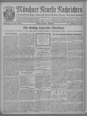 Münchner neueste Nachrichten Sonntag 23. Juni 1918