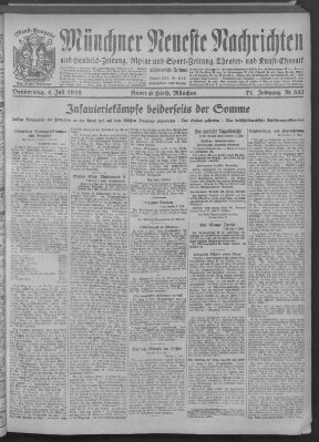 Münchner neueste Nachrichten Donnerstag 4. Juli 1918