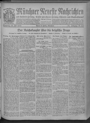 Münchner neueste Nachrichten Samstag 13. Juli 1918
