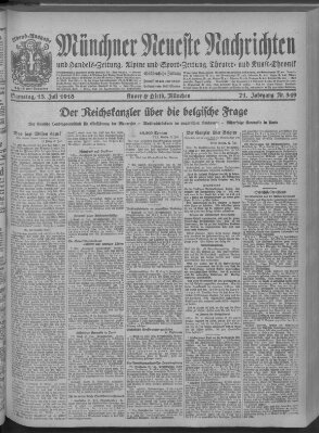 Münchner neueste Nachrichten Samstag 13. Juli 1918
