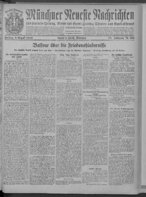 Münchner neueste Nachrichten Freitag 9. August 1918