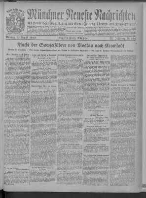 Münchner neueste Nachrichten Montag 12. August 1918