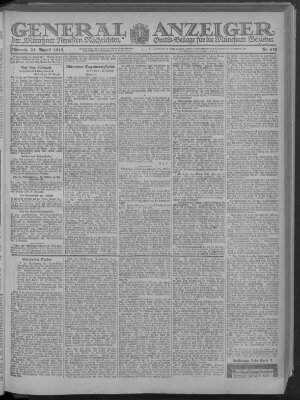 Münchner neueste Nachrichten Mittwoch 21. August 1918