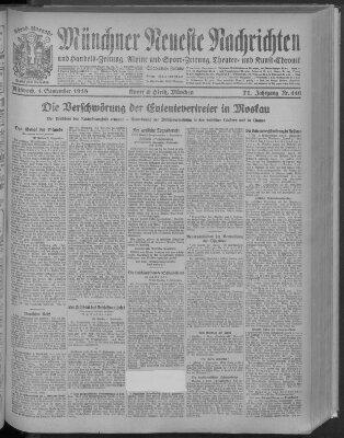 Münchner neueste Nachrichten Mittwoch 4. September 1918